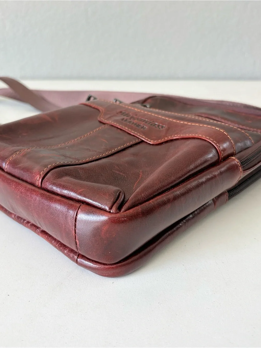 Meigardass Brown Leather Crossbody Travel Bag Sling Messenger Bag Men Women 9x6”